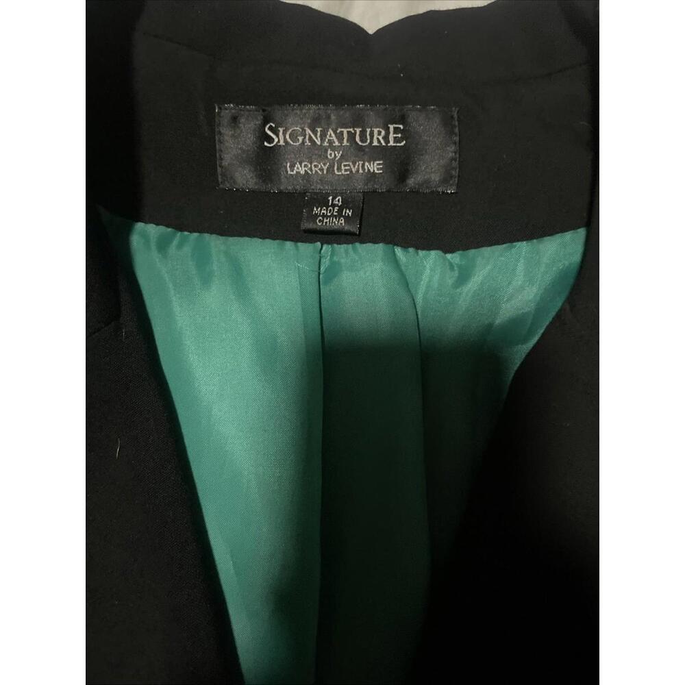 Signature By Larry Levine blazer Size 14 Black With Green Lining - Picture 3 of 5